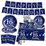 Grehumor 142PCS Birthday Tableware Decorations For Boys Sliver Blue Happy 16TH New. Price: $38.56.