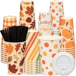 Umigy 60 Pack 16OZ Fall Paper Coffee Cups With Lids & Stirrers Designs New. Price: $18.82.