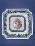 Vintage Oriental Accent Delft Square Plate Crest And Asian Blue White DH792 Used. Price: $39.00.