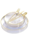 Liacere 150PCS Clear Gold Plastic Plates - Silverware With Glitt... New. Price: $39.99.