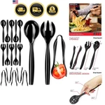Disposable Plastic Serving Set - 18 Black Utensils, 6" Tongs, Spoons, 10'... New. Price: $29.76.