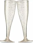 100 Plastic Champagne Flutes Disposable Gold Glitter New. Price: $38.51.