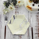 8.5 In Hexagon Marble Design Disposable Paper Salad Plates Tableware New. Price: $12.75.