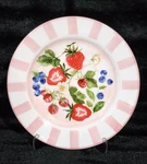 2 Potter's Studio Strawberry Salad Plates Pink Stripes Ceramic 8" Berries Floral New. Price: $39.67.