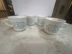 Vintage Corelle By Corning Set 4 Heather Blue Flowers Coffee Tea Cups Used. Price: $20.00.