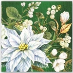 New Michel Design Works Luncheon Napkin White Poinsettia Christmas Tableware. Price: $9.85.