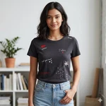 H&m Women's Washed Black T-shirt Embroidered Paris Decorations Text Motifs Pre-owned. Price: $12.00.