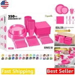 Cerise Plastic Plates Disposable Set 350 Pcs, Strong & Durable Party Dinnerware New. Price: $79.19.