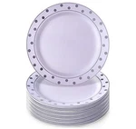 20 Premium Reusable Plastic Dinner Plates Dots - Silver 7.5" New. Price: $18.59.