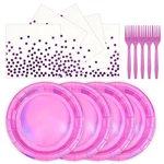 72PCS Iridescent Pink Plates And Napkins Party Supplies, Hot Holographic... New. Price: $16.97.