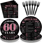 96PCS Graduation Decorations 60TH Birthday Disposable Plates And Napkins Pink New. Price: $18.60.