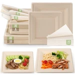 Compostable Party Paper Plates Set - 300 Pcs 10 INCH&8 Square Brown Pap... New. Price: $53.55.