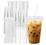 Lamosi 100 Pack 16 Oz Clear Plastic Cups With Lids And Straws Disposable New. Price: $10.00.