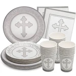 Gray Cross Baptism Plates And Napkins Set Of 24 First Holy Communion Party Suppl New. Price: $21.40.
