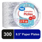 Great Value Disposable Paper Plates, 8.5", 300 Count New. Price: $19.78.