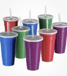 Jumbo Double Wall Insulated 32OZ Reusable Party Cups W/lids Set 8. Colors. New. Price: $32.99.