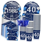 240 Pcs Birthday Decorations 1986 Party Tableware Blue Silver 40TH New. Price: $42.75.