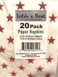 Napkins's Table's Best 20 Pack Paper White With Red Stars Patriotic Party 2-PLY New. Price: $5.94.