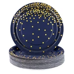 60 Pieces 7 Inches Disposable Paper Plates Navy Blue And Gold New. Price: $27.21.