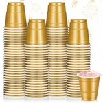 Roshtia 100 Pack 2 Oz Plastic Shot Cups, Mini Disposable One Size, Gold New. Price: $14.07.