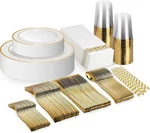 Neatiffy 225 Pcs Gold Rim Plastic Dinnerware Set (25 Guest) X (dinner New. Price: $54.97.