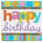 Amscan Dots & Stripes Happy Birthday Beverage Napkins 16 Count New. Price: $6.29.