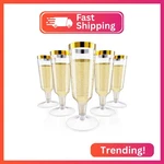 Jolly Chef 50 Pack Champagne Flutes Plastic Disposable Oz Gold Rim New. Price: $29.47.