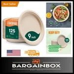 Natural Unbleached 9" Compostable Plates 125-PACK For Eco-friendly Dining New. Price: $43.19.