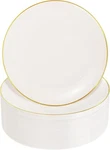 Nervure 100PCS Ivory And Gold Plastic Plates - 10.25INCH Disposable Din... New. Price: $56.94.