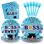 96 Pcs Blue Boss Birthday Party Decorations - Disposable Plates & Napkins Set, New. Price: $33.99.