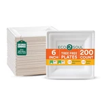 Eco Soul Compostable Paper Plates 6 Inch, 200 Pack Small Disposable Dess New. Price: $49.31.