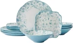 Garden Blossom Floral 12 Piece Plate Bowl Dinnerware Set, Blue New. Price: $130.51.