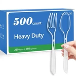 Sacatr 500 Count Plastic Silverware Heavy Duty -250 Forks, Spoons Bpa-free,h New. Price: $44.81.