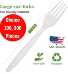 100/200 White Plastic Forks Heavy Duty Disposable Utensil Silverware Party New. Price: $14.72.