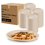 Karat Earth 9'' Paper Round Plates, Pfas Free, Molded Fiber, Natural - 500 Pcs New. Price: $46.50.