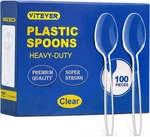 100 Count Clear Plastic Heavy Duty, Premium Disposable Spoons, Durable New. Price: $13.20.