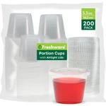Freshware Plastic Portion Cups With Lids 5.5 Ounce, Oz - 200 Sets, Clear New. Price: $37.99.