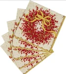 New Caspari Holiday Pepperberry Cocktail Napkins Red Cream 20 Janine Moore. Price: $19.95.