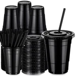 50 Set 16 Oz Black Party Cups With Lids And Straws, Disposable Plastic ... New. Price: $35.28.