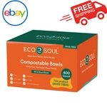 Ecosoul Compostable 16 Oz Bowls Disposable Friendly 400 Count Bulk Pack New. Price: $48.50.