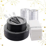 Liyh 350 Pcs Black And Silver Plastic Plates, Dinnerware Set, ... New. Price: $106.27.
