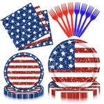 100 Pcs 4TH Of July Patriotic Tableware Set Disposable American Flag Dinnerw... New. Price: $27.84.
