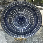Navy Blue/white Decorative Plate Gold Rim 16IN Round Ceramic Glossy New. Price: $32.00.