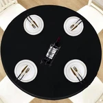 Lushvida Waterproof Table Cover Elastic Vinyl Fitted 68" (round), Black New. Price: $27.02.