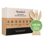 Ibambo Bamboo Utensils - 50 Forks, 25 Spoons, Knives Disposable Reusable New. Price: $16.97.