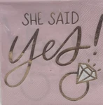 Blush & Rose Gold She Said Yes Beverage Napkins, 16CT New. Price: $13.99.
