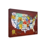 Trademark Fine Art Wrapped Canvas Wall - Design Turnpike License Plate Map New. Price: $174.55.
