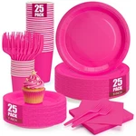 Cenlbj Hot Pink Plates And Napkins Party Supplies, Include 9 Disposable New. Price: $40.17.