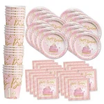 Pink And Gold 1ST Birthday Party Supplies Set Plates Napkins Cups Tableware New. Price: $31.50.
