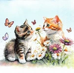 Full Package Of (20) Paper Lunch/party Napkins - Kittens Flower Field New. Price: $15.75.